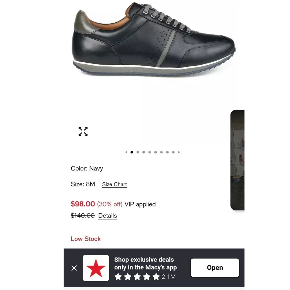 NWB‎ Thomas & Vine Fenway Wide Width Leather Sneakers Gray/Blue size 9.5